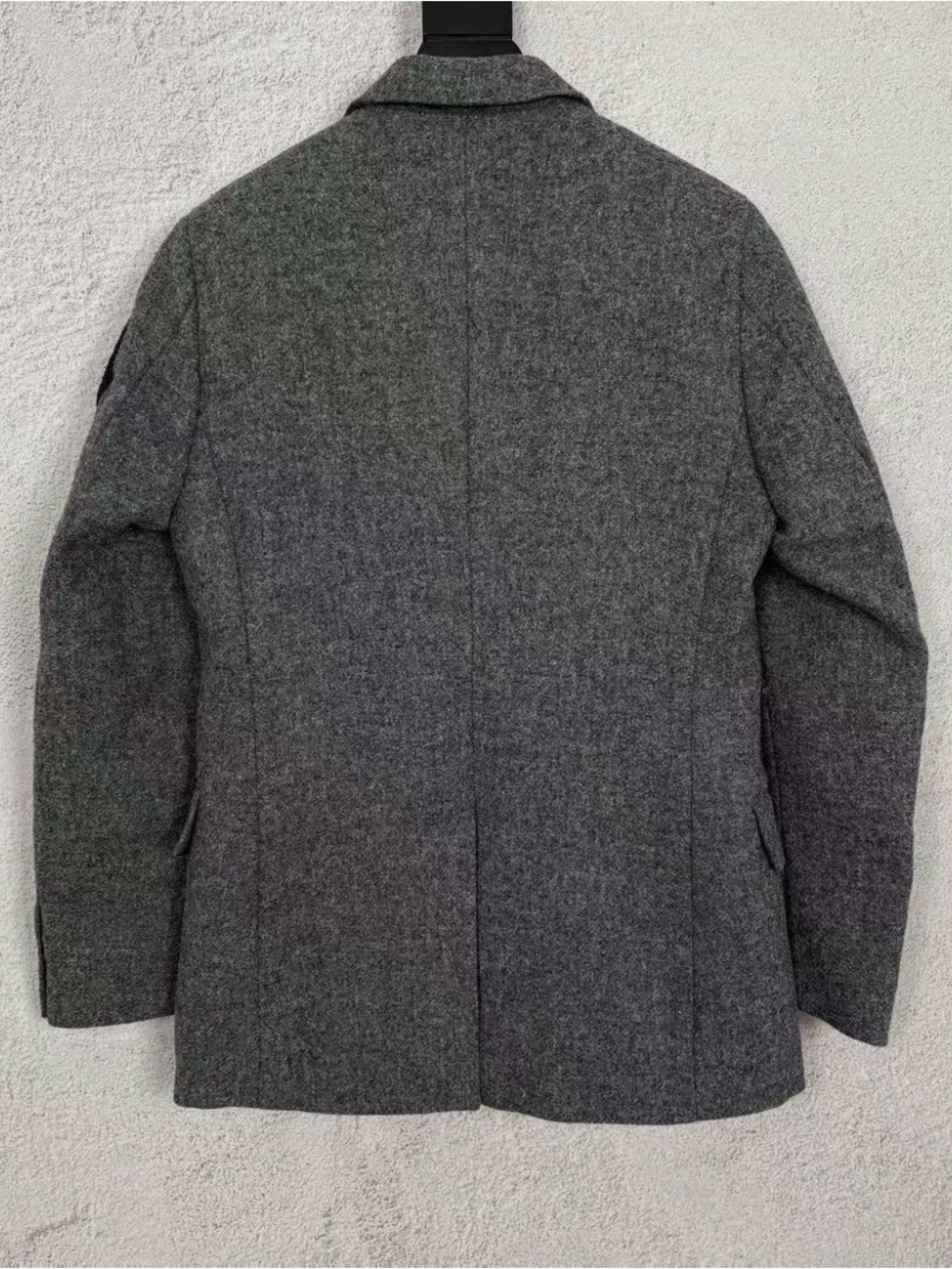 Moncler Gray Men's Wool Sport Coat with Navy Patch - Picture 2 of 5